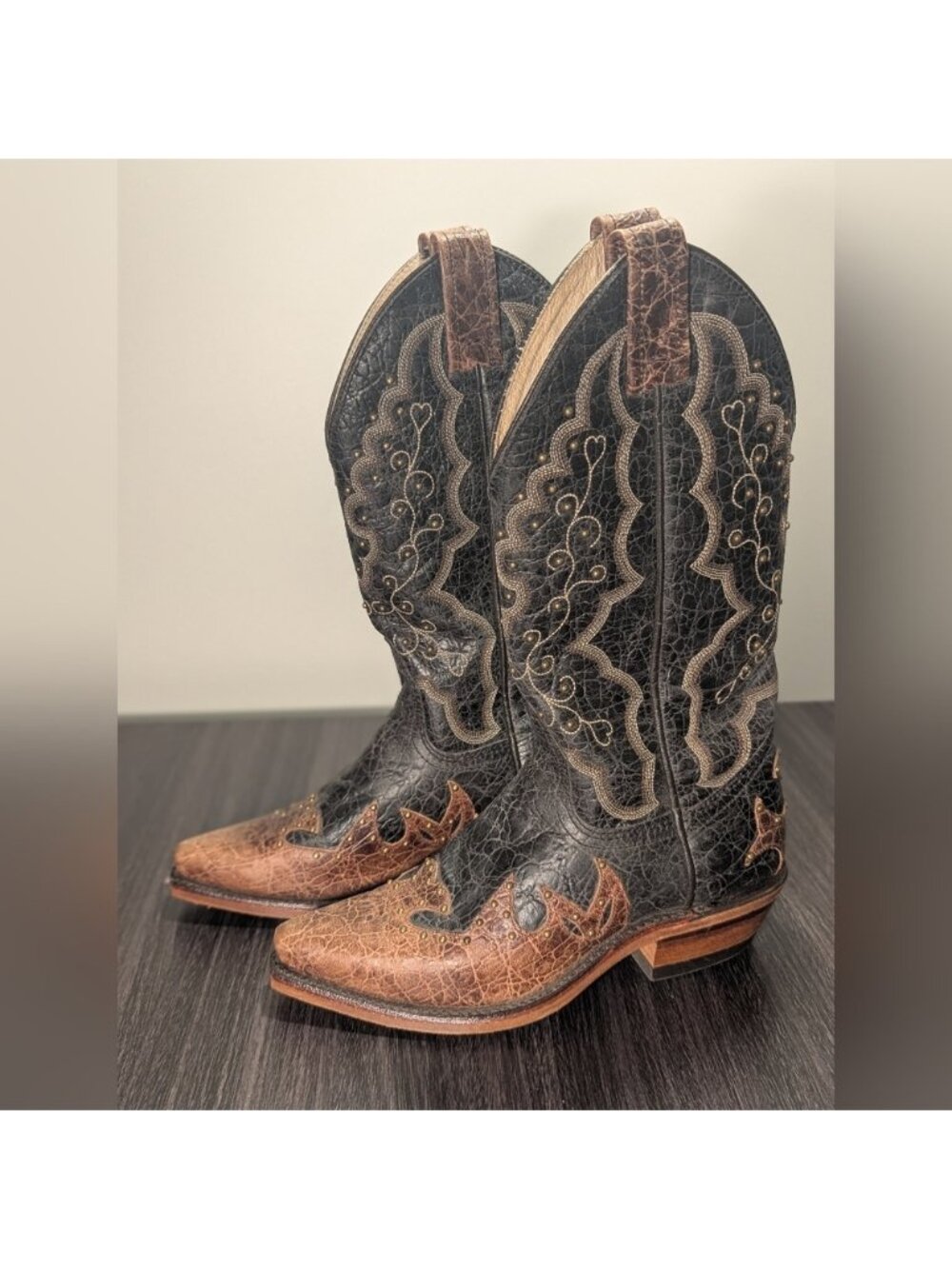 Canada West Brahma 4104 Snip Toe & Heel Brass Grommet Ladies Western Boots Sz 6